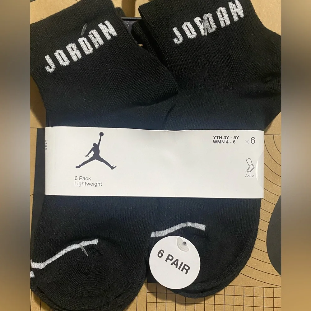 Nike Air Jordan Black Ankle Socks quarter cut basketball socks jumpman 6-pack